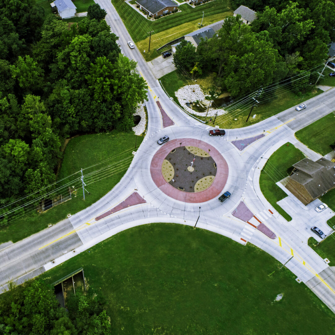 Roundabout at East Main St. Shawnee Blvd.